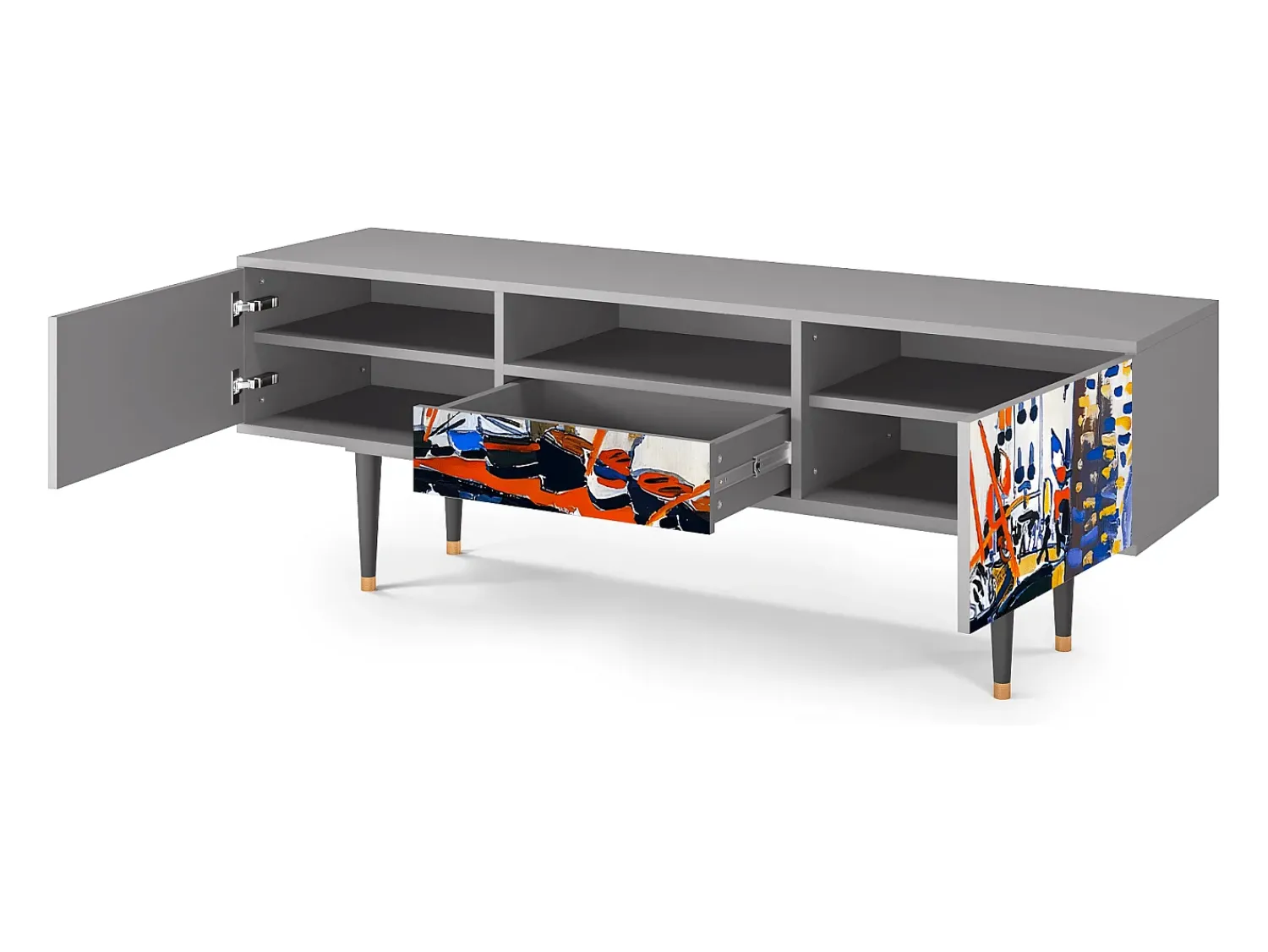 Móvel De Tv* Mueble de TV - 170х59х41 cm - T6 - Le Séchage des voiles , Cinza Cinzento
