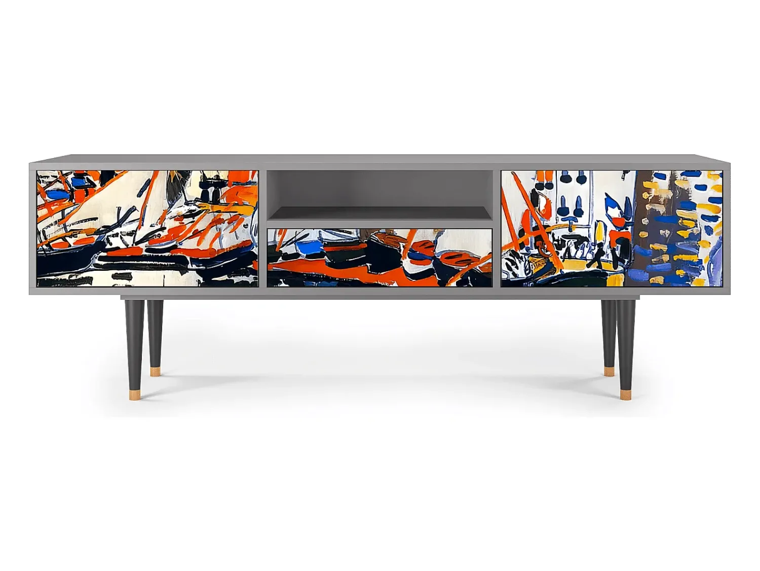 Móvel De Tv* Mueble de TV - 170х59х41 cm - T6 - Le Séchage des voiles , Cinza Cinzento