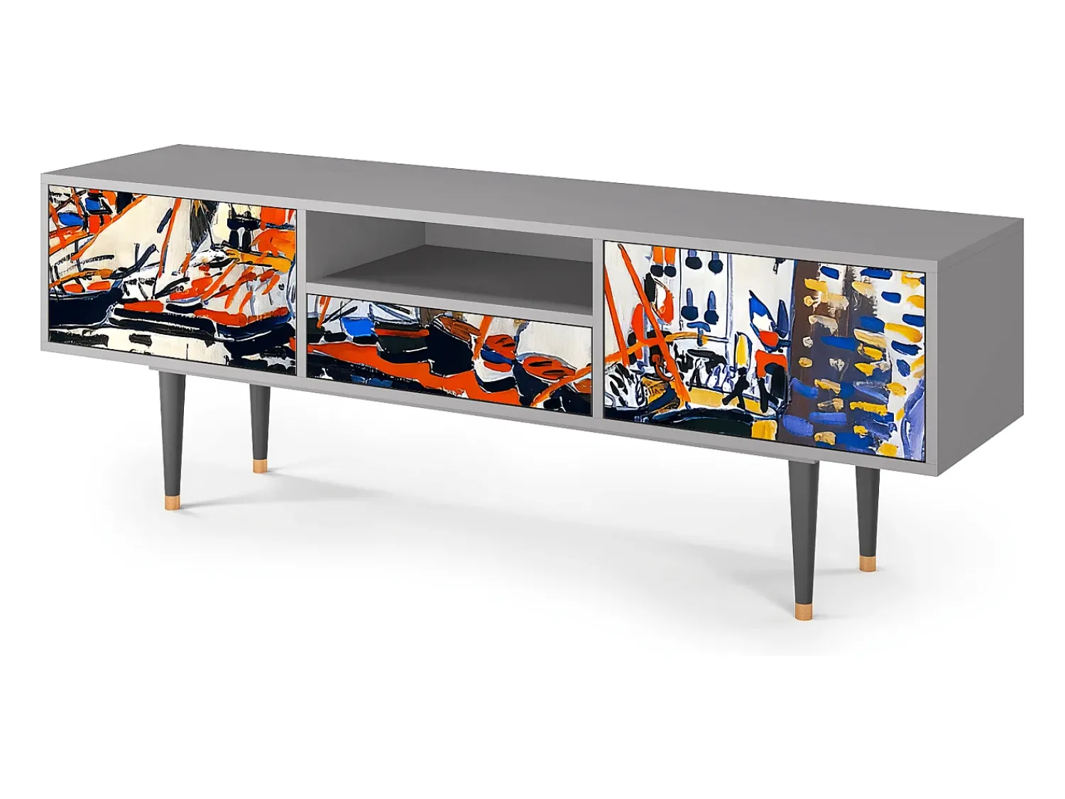Móvel De Tv* Mueble de TV - 170х59х41 cm - T6 - Le Séchage des voiles , Cinza Cinzento