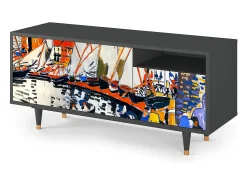 Mueble de TV - 125х56х41 cm - T7 - Le Séchage des voiles , Antracite^ Móvel De Tv