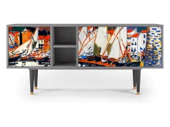 Mueble de TV - 150х69х41 cm - T5 - Le Séchage des voiles , Cinza^ Móvel De Tv