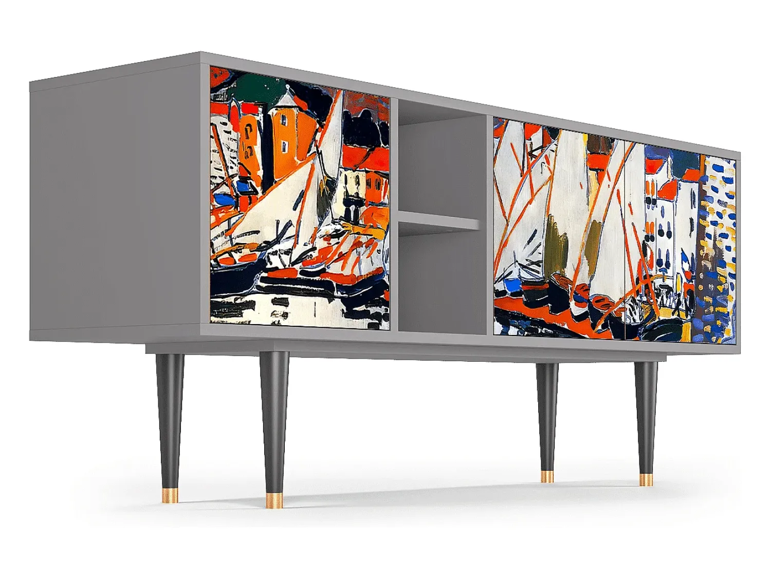 Mueble de TV - 150х69х41 cm - T5 - Le Séchage des voiles , Cinza^ Móvel De Tv