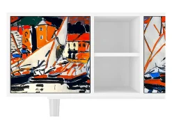 Mueble de TV - 150х69х41 cm - T5 - Le Séchage des voiles , Branco^ Móvel De Tv