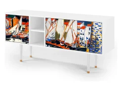 Mueble de TV - 150х69х41 cm - T5 - Le Séchage des voiles , Branco^ Móvel De Tv