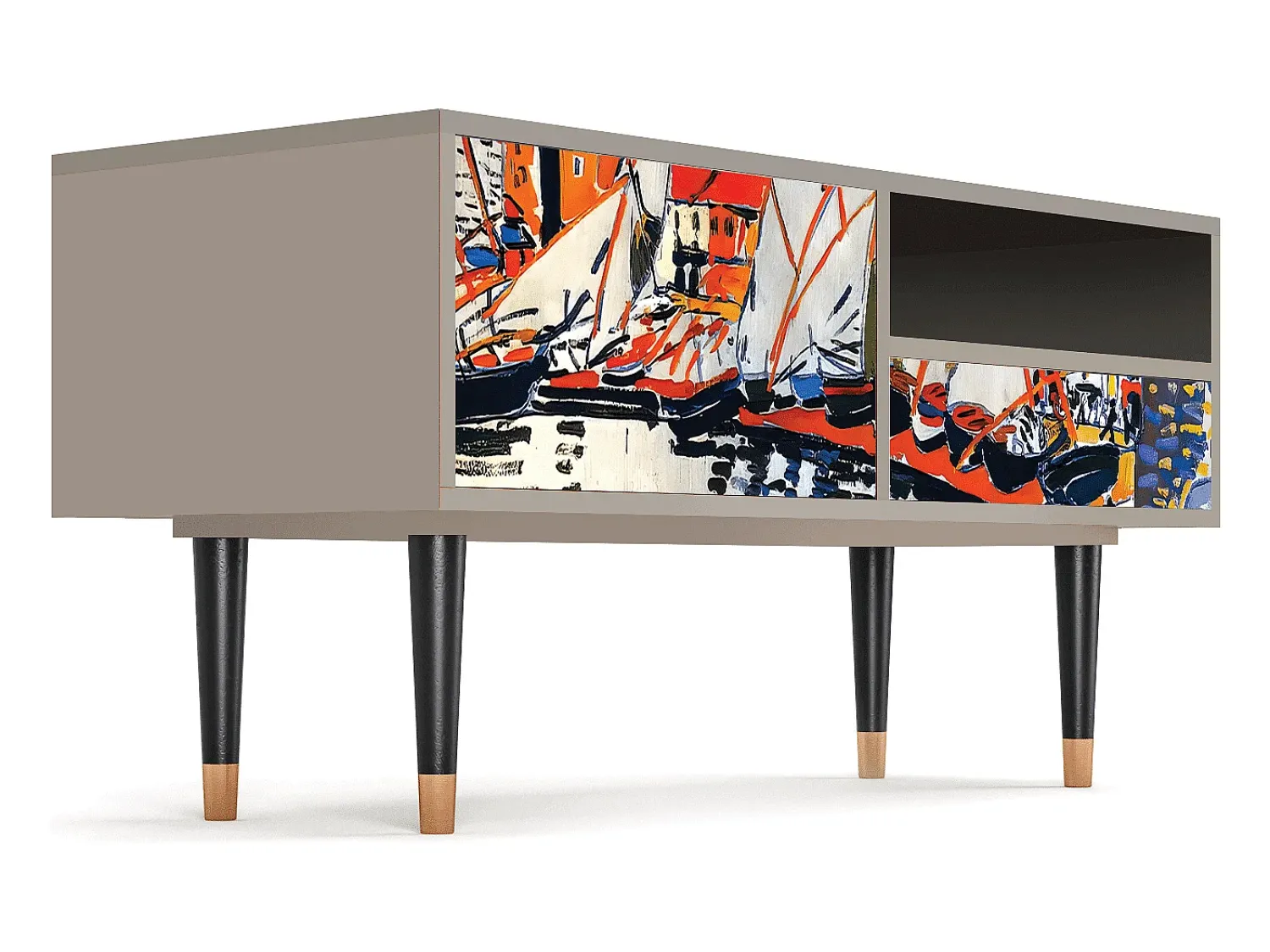 Móvel De Tv* Mueble de TV - 115х59х48 cm - T3 - Le Séchage des voiles , Areia Bege