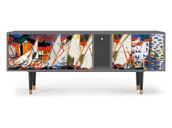 Móvel De Tv| Mueble de TV - 170х69х48 cm - T1 - Le Séchage des voiles , Cinza Cinzento