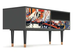 Best Mueble de TV - 115х59х48 cm - T3 - Le Séchage des voiles , Antracite Cinza antracite