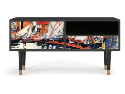 Best Mueble de TV - 115х59х48 cm - T3 - Le Séchage des voiles , Antracite Cinza antracite