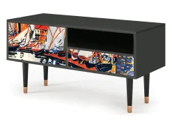 Best Mueble de TV - 115х59х48 cm - T3 - Le Séchage des voiles , Antracite Cinza antracite