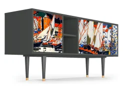 Mueble de TV - 150х69х41 cm - T5 - Le Séchage des voiles , Antracite^ Móvel De Tv