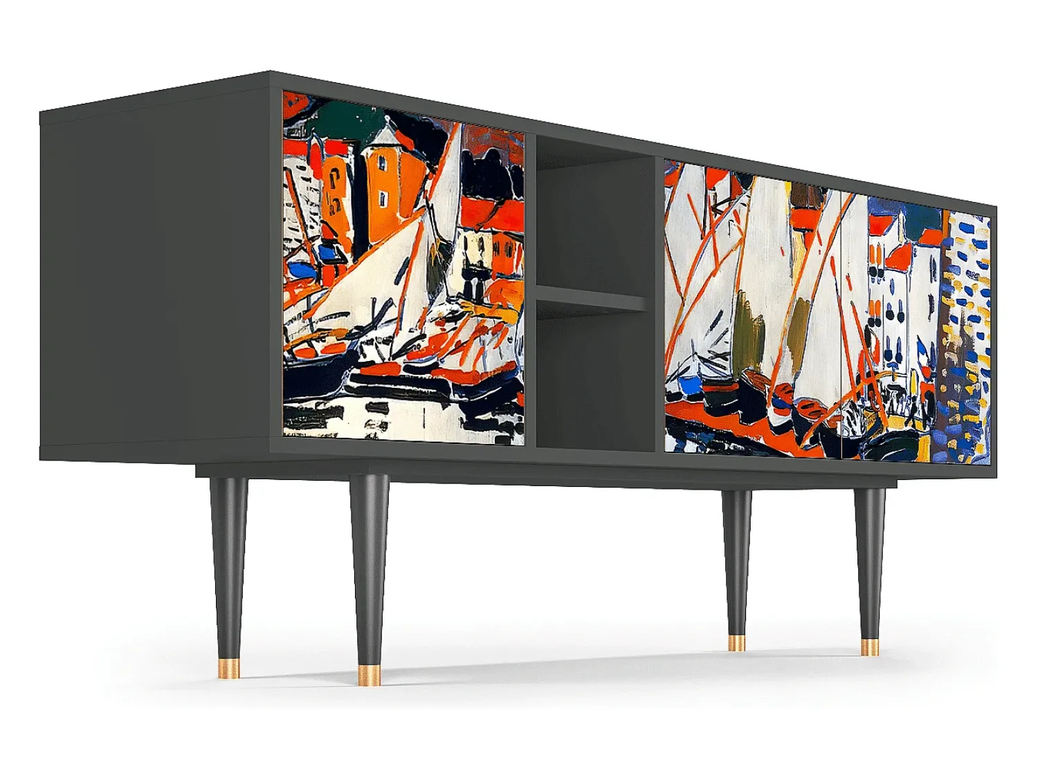 Mueble de TV - 150х69х41 cm - T5 - Le Séchage des voiles , Antracite^ Móvel De Tv