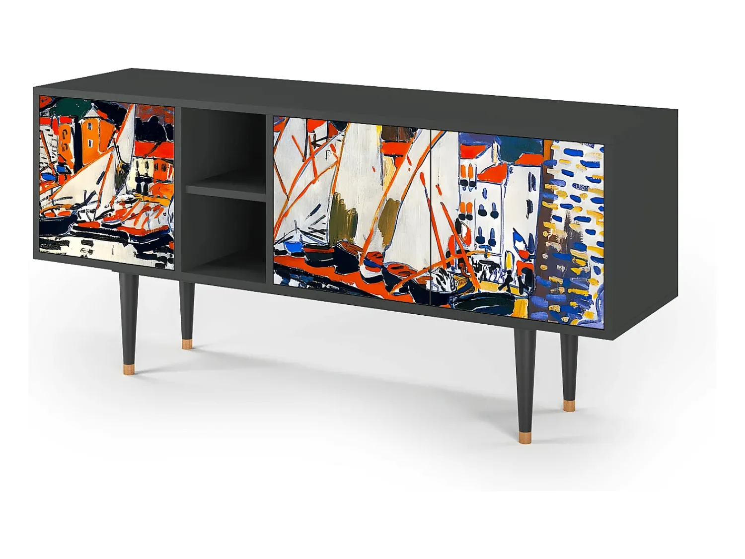 Mueble de TV - 150х69х41 cm - T5 - Le Séchage des voiles , Antracite^ Móvel De Tv