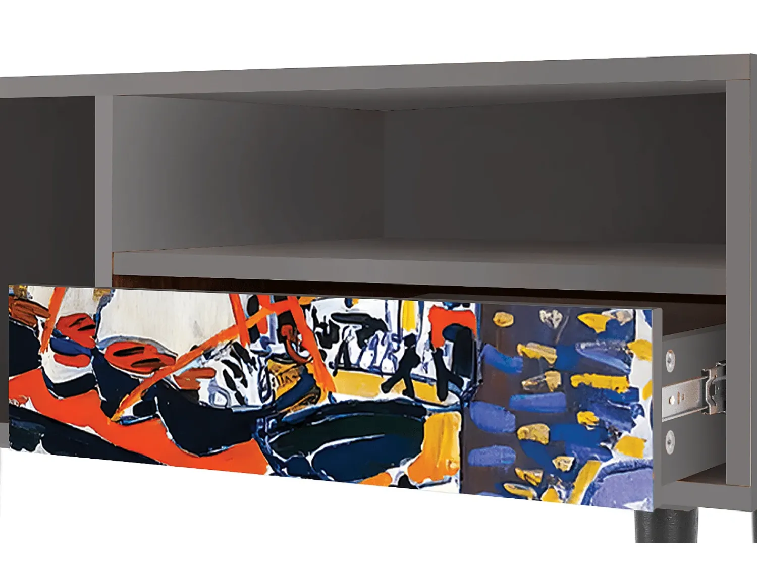 Móvel De Tv| Mueble de TV - 115х59х48 cm - T3 - Le Séchage des voiles , Cinza Cinzento