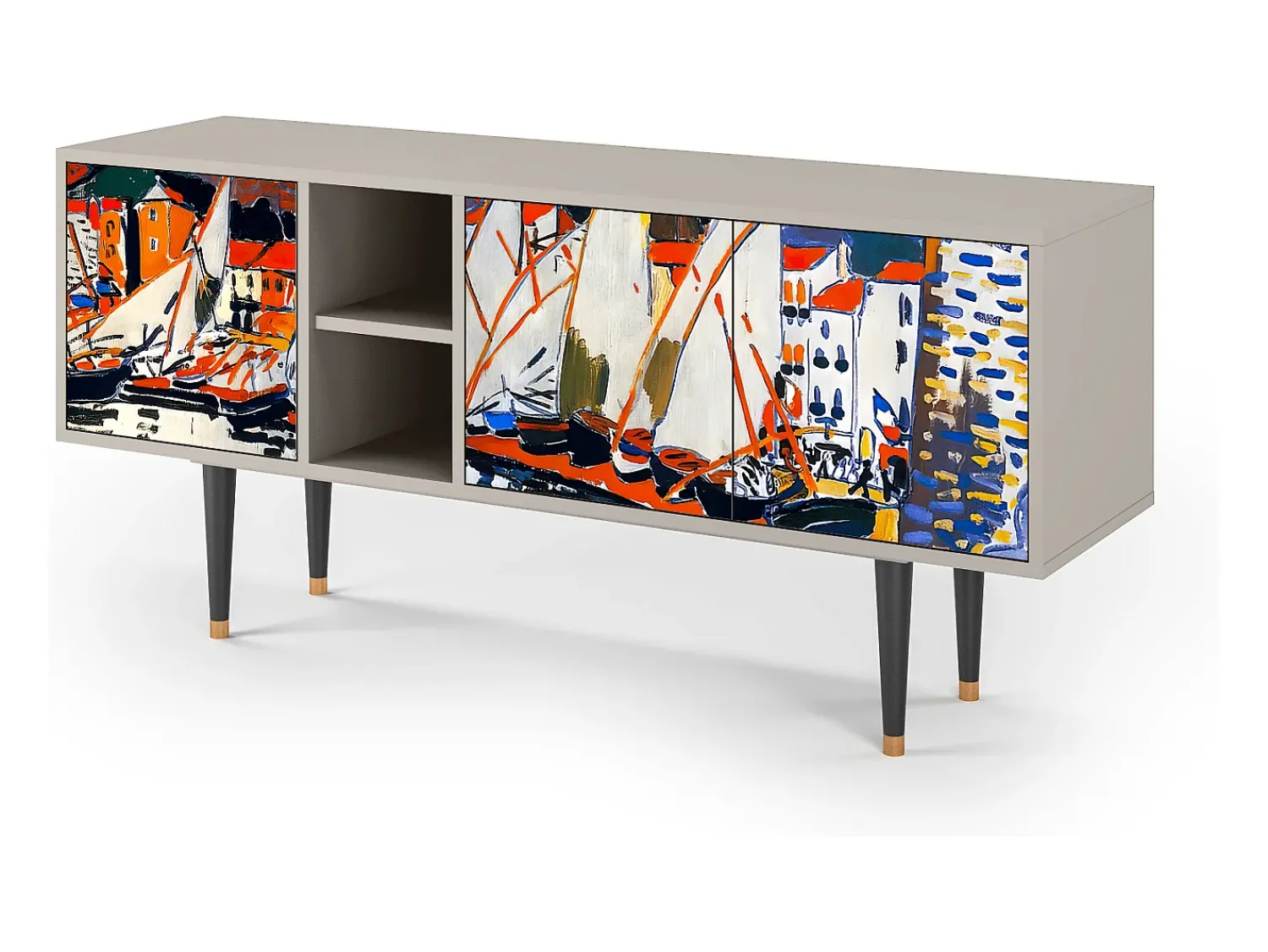 Móvel De Tv* Mueble de TV - 150х69х41 cm - T5 - Le Séchage des voiles , Areia Bege