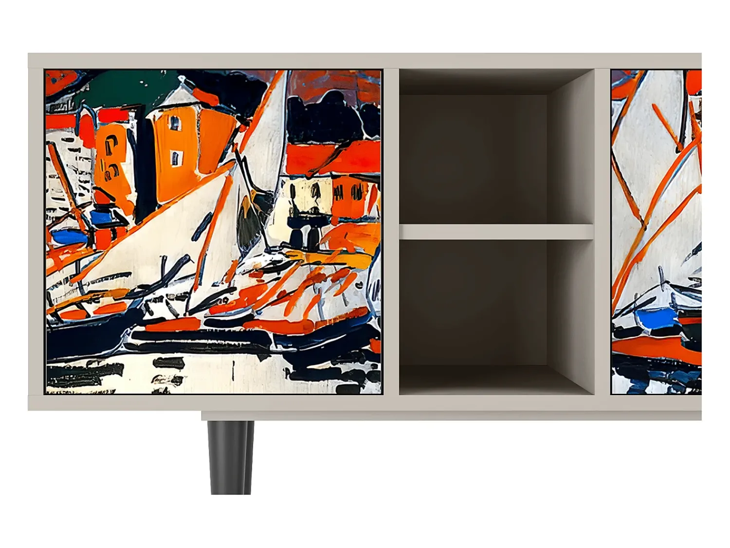 Móvel De Tv* Mueble de TV - 150х69х41 cm - T5 - Le Séchage des voiles , Areia Bege