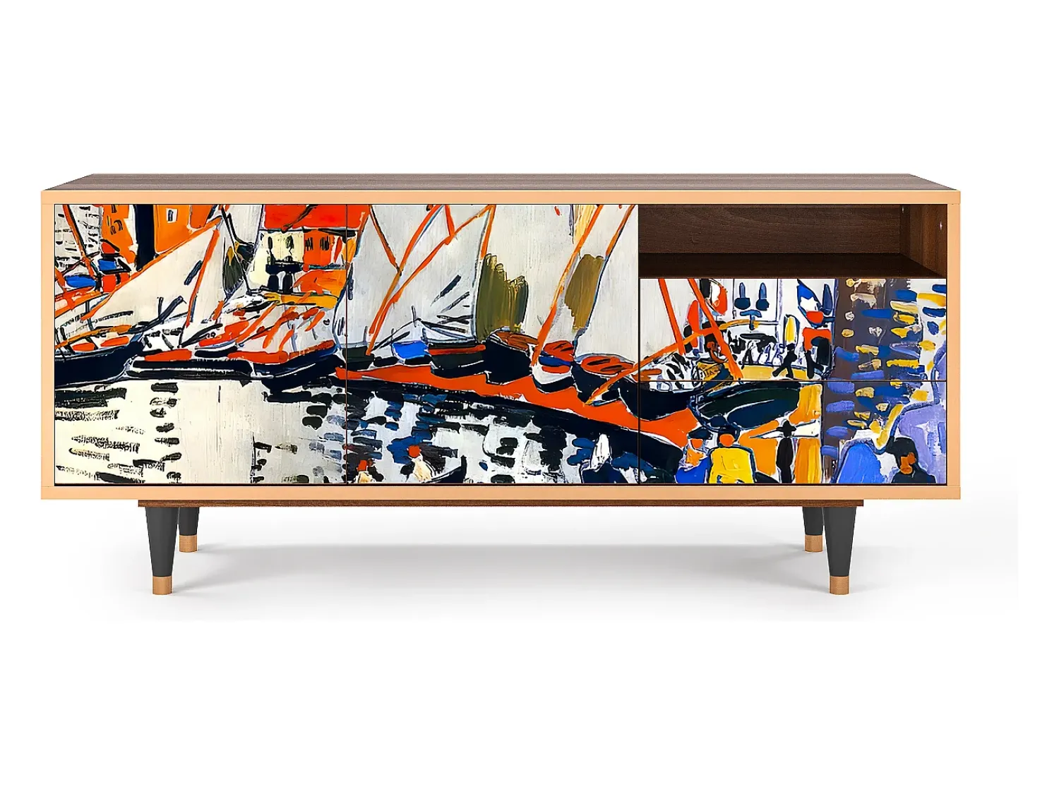 Móvel De Tv* Mueble de TV - 125х56х41 cm - T7 - Le Séchage des voiles , Nogueira Castanho