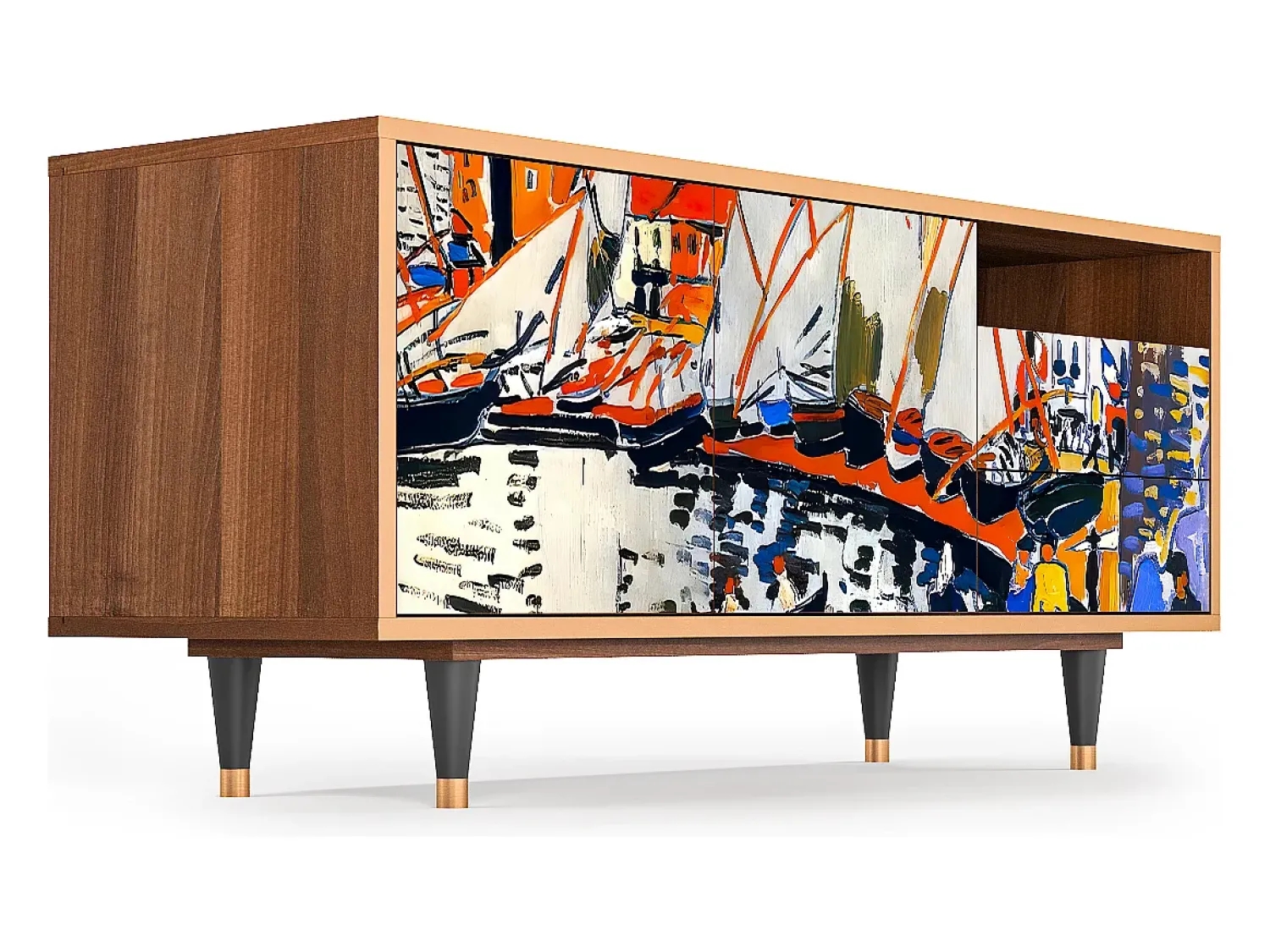 Móvel De Tv* Mueble de TV - 125х56х41 cm - T7 - Le Séchage des voiles , Nogueira Castanho