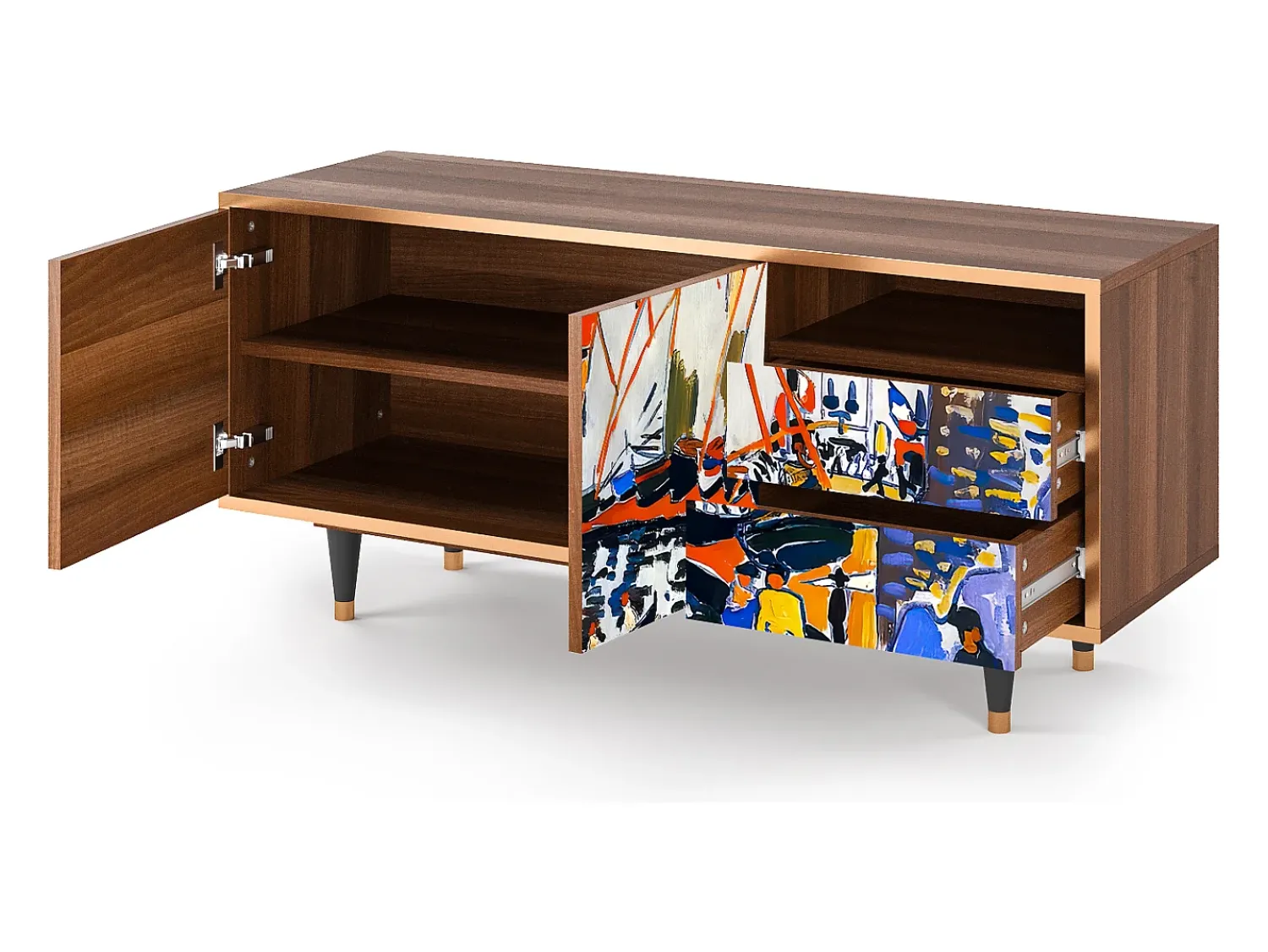 Móvel De Tv* Mueble de TV - 125х56х41 cm - T7 - Le Séchage des voiles , Nogueira Castanho