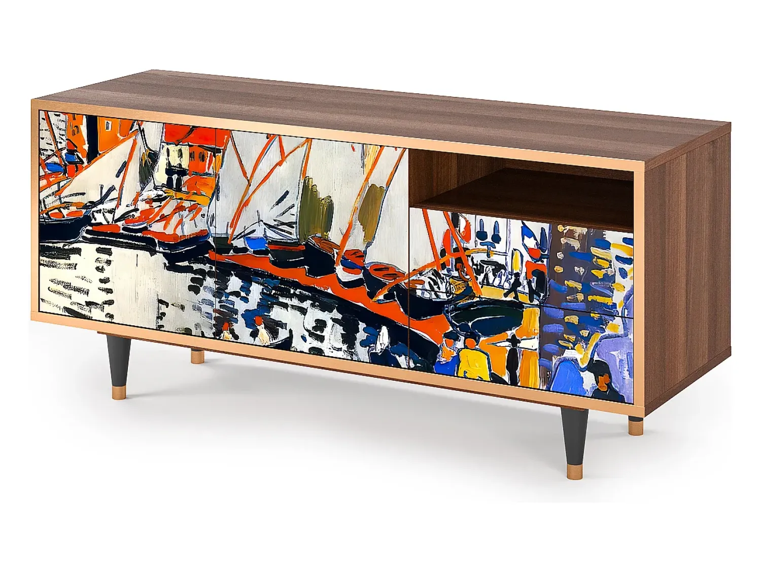 Móvel De Tv* Mueble de TV - 125х56х41 cm - T7 - Le Séchage des voiles , Nogueira Castanho