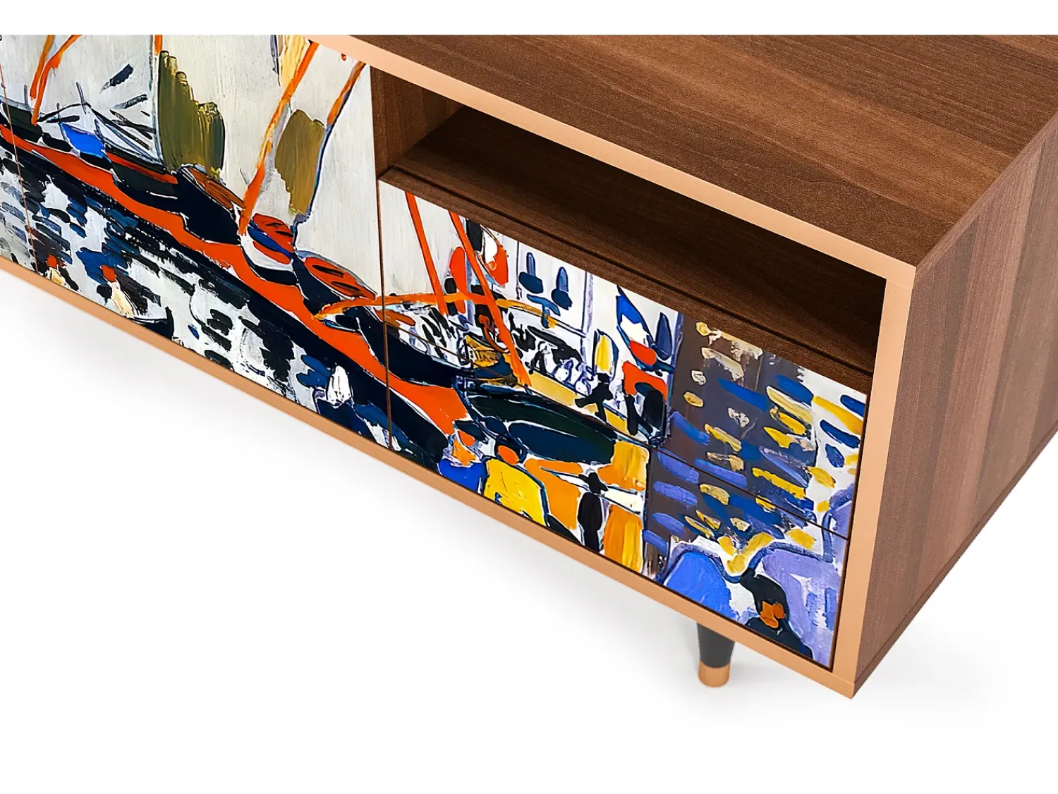 Móvel De Tv* Mueble de TV - 125х56х41 cm - T7 - Le Séchage des voiles , Nogueira Castanho