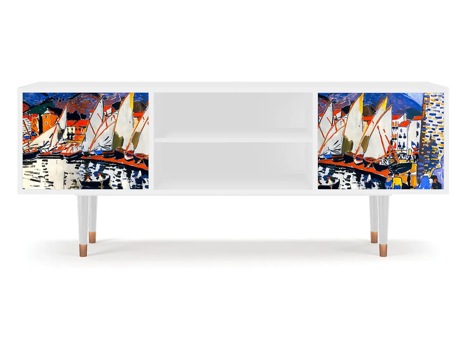 Móvel De Tv* Mueble de TV - 170х69х48 cm - T2 - Le Séchage des voiles , Branco Bege