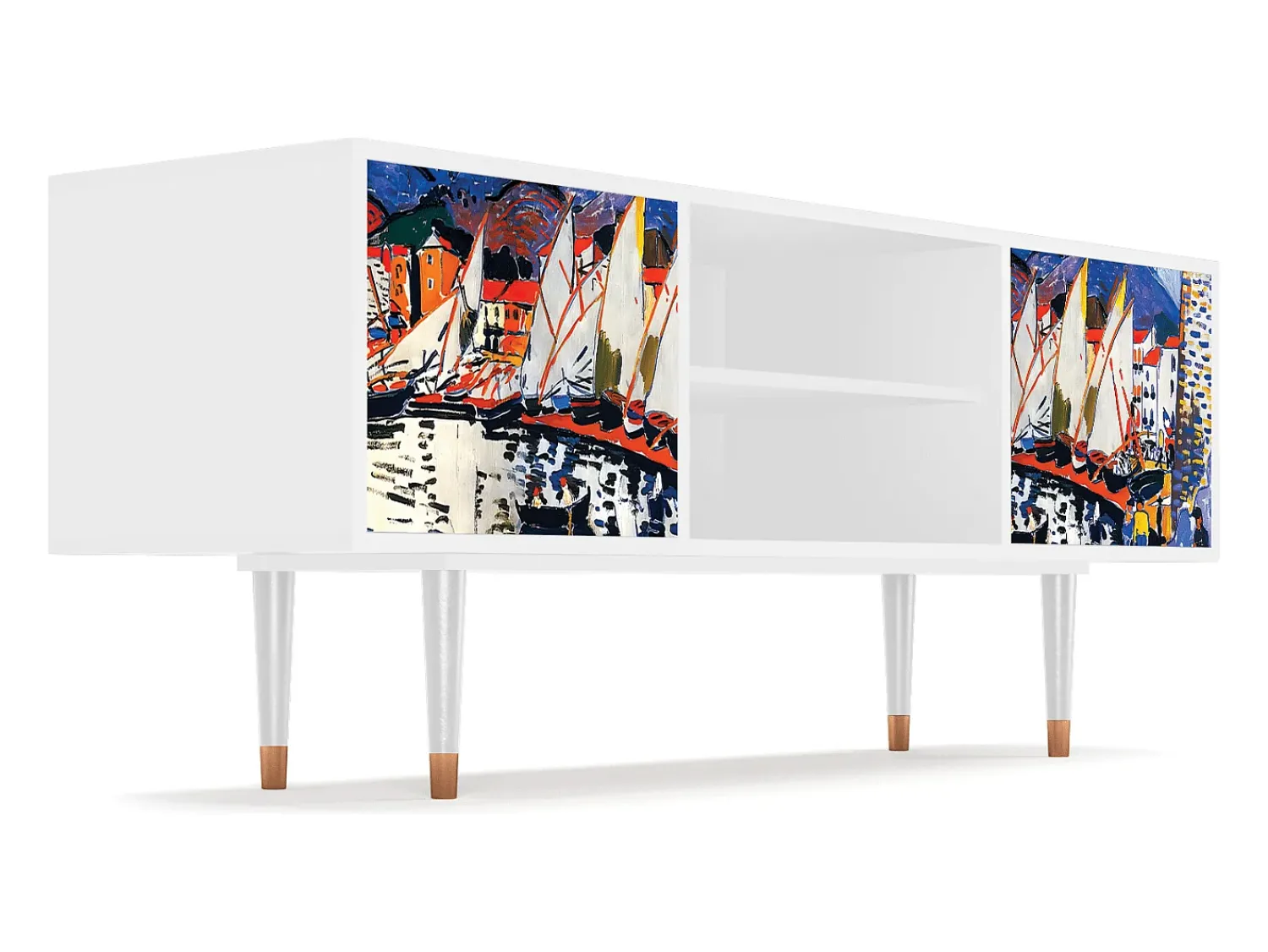 Móvel De Tv* Mueble de TV - 170х69х48 cm - T2 - Le Séchage des voiles , Branco Bege