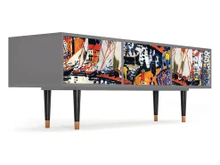 Móvel De Tv| Mueble de TV - 170х59х48 cm - T4 - Le Séchage des voiles , Cinza Cinzento