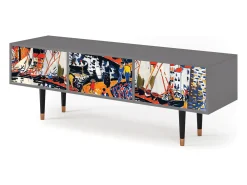 Móvel De Tv| Mueble de TV - 170х59х48 cm - T4 - Le Séchage des voiles , Cinza Cinzento
