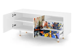 Móvel De Tv* Mueble de TV - 125х56х41 cm - T7 - Le Séchage des voiles , Branco Bege