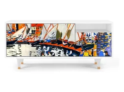 Móvel De Tv* Mueble de TV - 125х56х41 cm - T7 - Le Séchage des voiles , Branco Bege