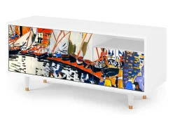 Móvel De Tv* Mueble de TV - 125х56х41 cm - T7 - Le Séchage des voiles , Branco Bege