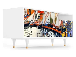 Móvel De Tv* Mueble de TV - 125х56х41 cm - T7 - Le Séchage des voiles , Branco Bege