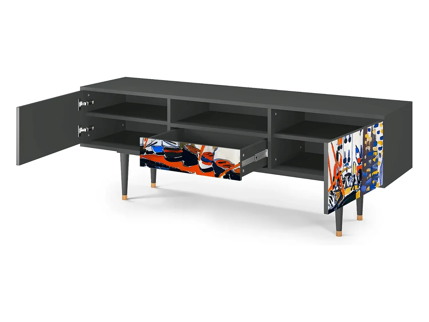 New Mueble de TV - 170х59х41 cm - T6 - Le Séchage des voiles , Antracite Cinza antracite