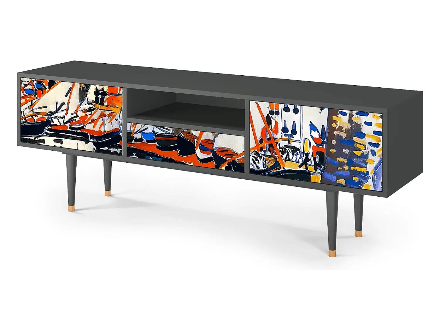 New Mueble de TV - 170х59х41 cm - T6 - Le Séchage des voiles , Antracite Cinza antracite