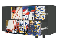 Móvel De Tv* Mueble de TV - 170х69х48 cm - T1 - Le Séchage des voiles , Antracite Cinza antracite