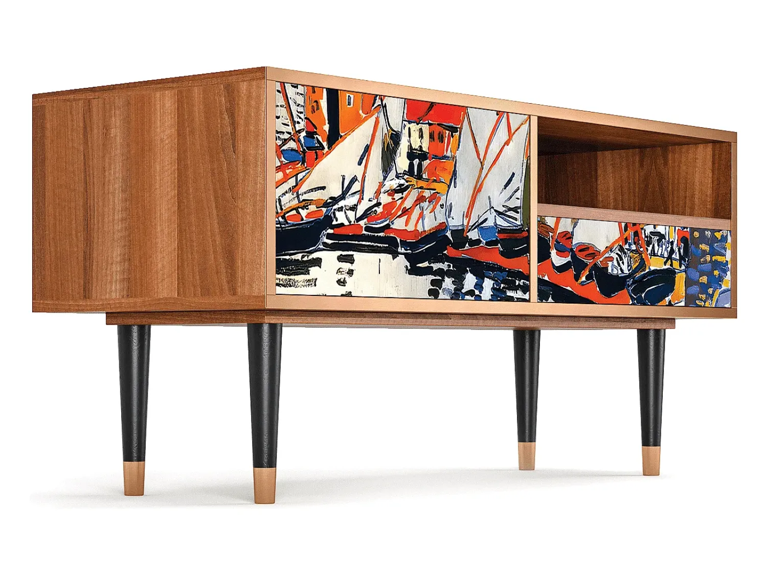 Móvel De Tv* Mueble de TV - 115х59х48 cm - T3 - Le Séchage des voiles , Nogueira Castanho
