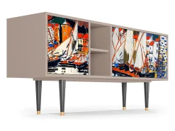 Mueble de TV - 150х69х41 cm - T5 - Le Séchage des voiles , Latte Bege