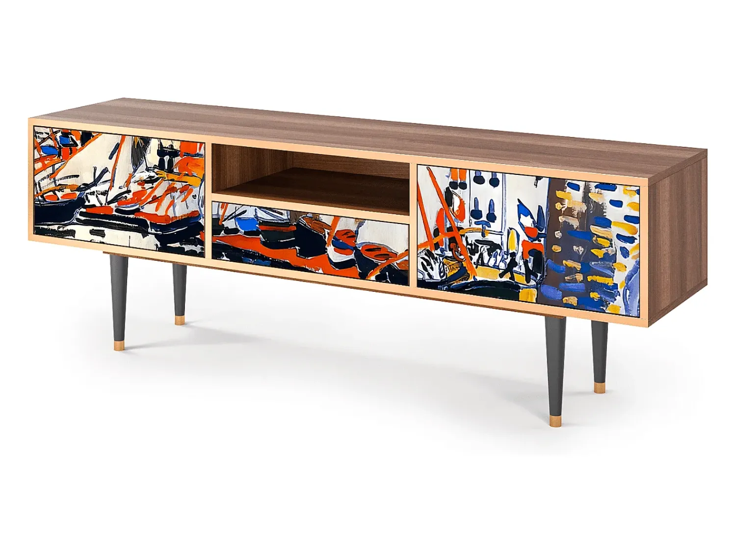 Móvel De Tv| Mueble de TV - 170х59х41 cm - T6 - Le Séchage des voiles , Nogueira Castanho