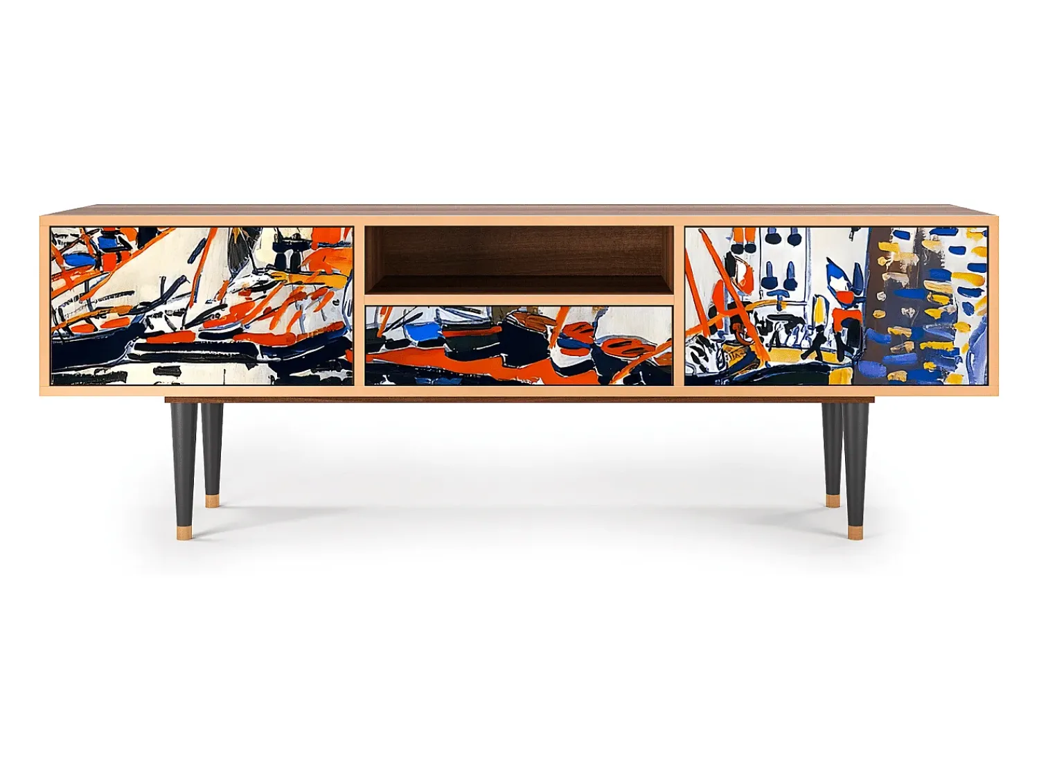 Móvel De Tv| Mueble de TV - 170х59х41 cm - T6 - Le Séchage des voiles , Nogueira Castanho