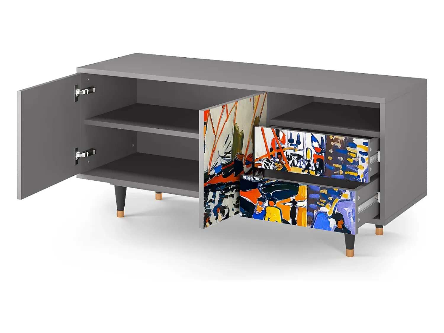 Móvel De Tv* Mueble de TV - 125х56х41 cm - T7 - Le Séchage des voiles , Cinza Cinzento