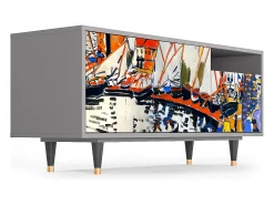 Móvel De Tv* Mueble de TV - 125х56х41 cm - T7 - Le Séchage des voiles , Cinza Cinzento