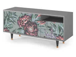 Móvel De Tv| Mueble de TV - 125х56х41 cm - T7 - Light Peonies, Cinza Cinzento