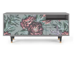 Móvel De Tv| Mueble de TV - 125х56х41 cm - T7 - Light Peonies, Cinza Cinzento