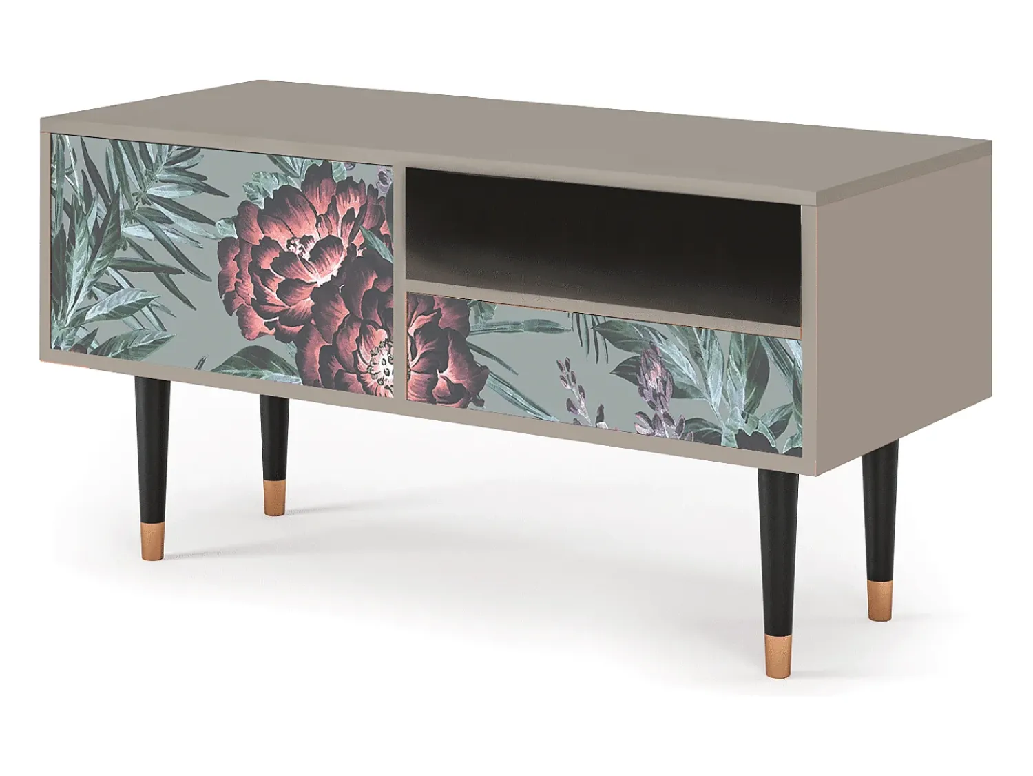 Móvel De Tv| Mueble de TV - 115х59х48 cm - T3 - Light Peonies, Areia Bege