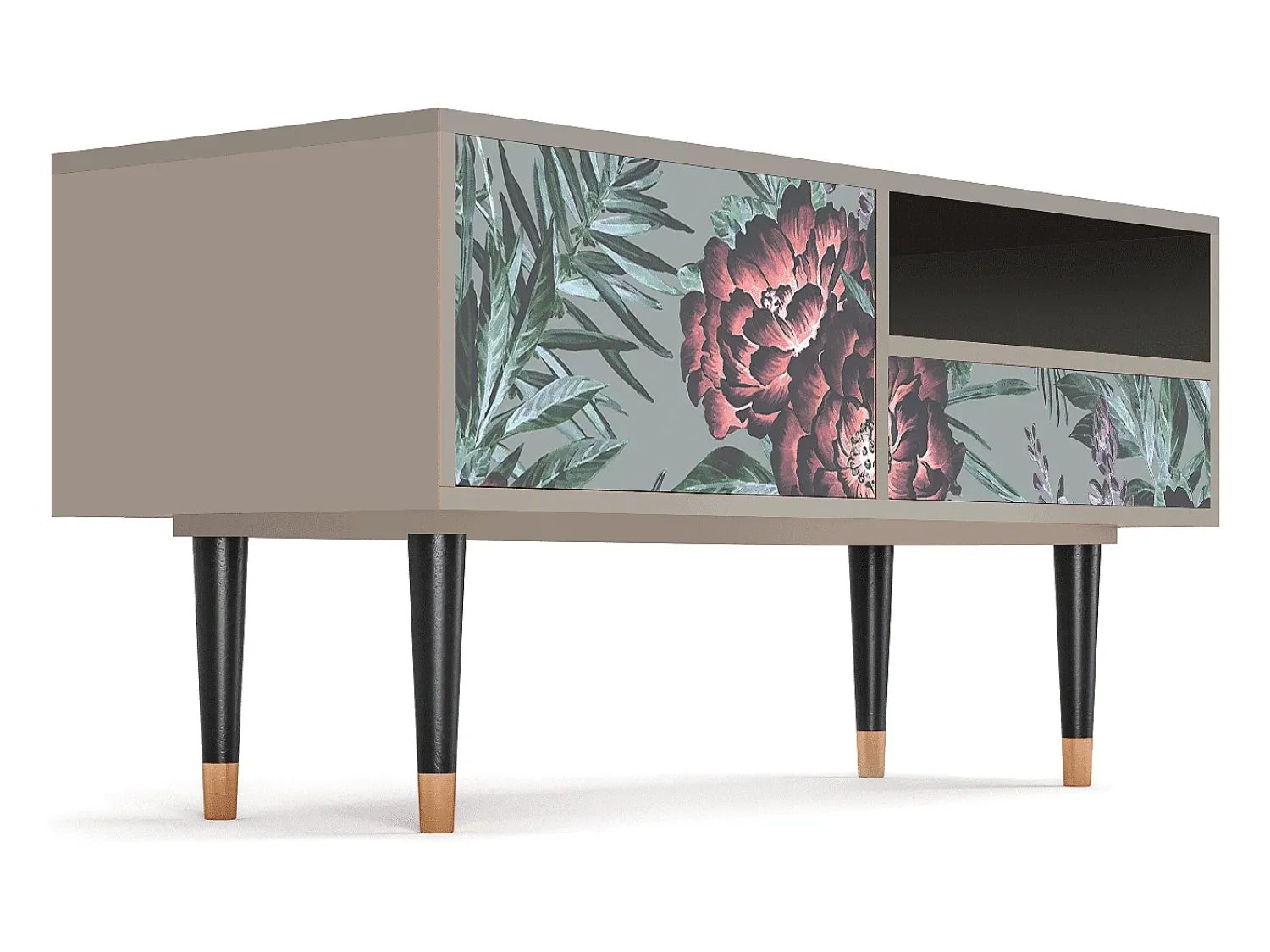 Móvel De Tv| Mueble de TV - 115х59х48 cm - T3 - Light Peonies, Areia Bege