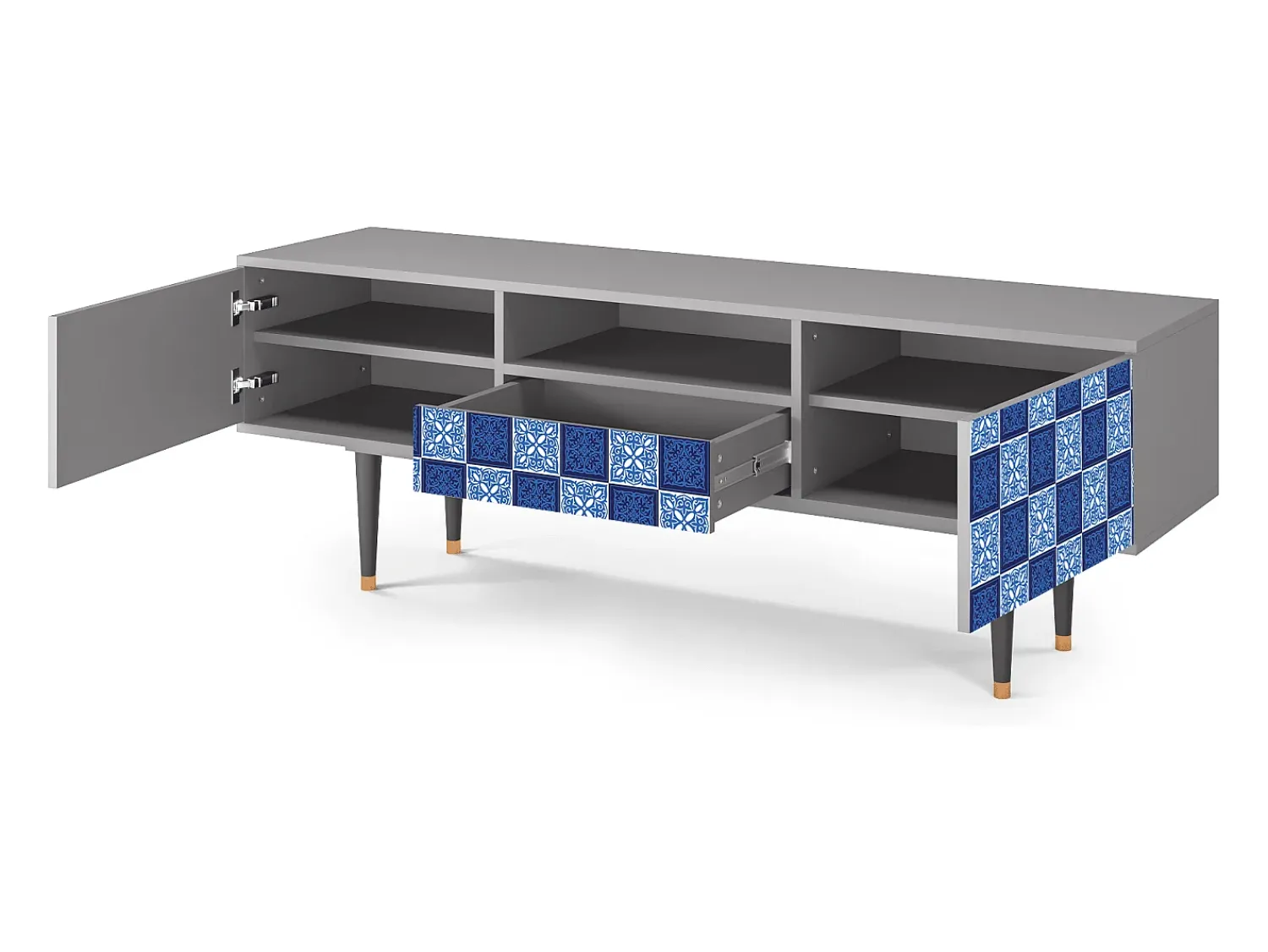 Móvel De Tv| Mueble de TV - 170х59х41 cm - T6 - Light Path, Cinza Cinzento