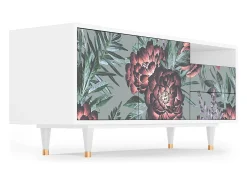 Mueble de TV - 125х56х41 cm - T7 - Light Peonies, Branco^ Móvel De Tv