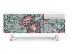 Mueble de TV - 125х56х41 cm - T7 - Light Peonies, Branco^ Móvel De Tv