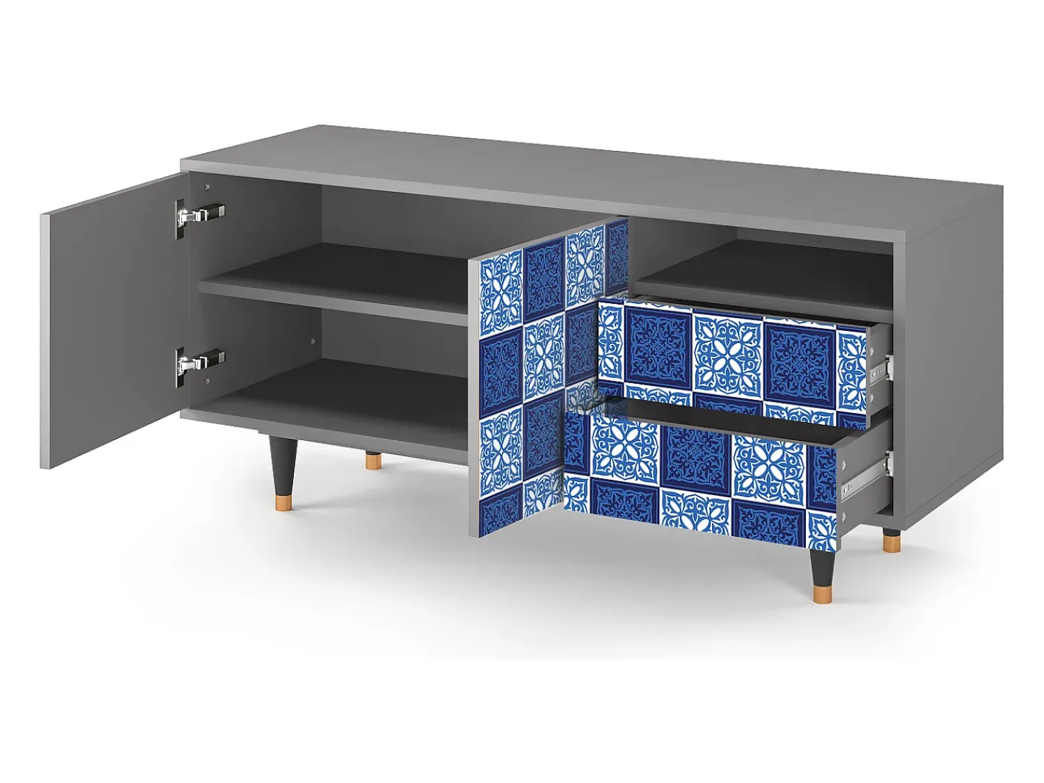 Mueble de TV - 125х56х41 cm - T7 - Light Path, Cinza^ Móvel De Tv