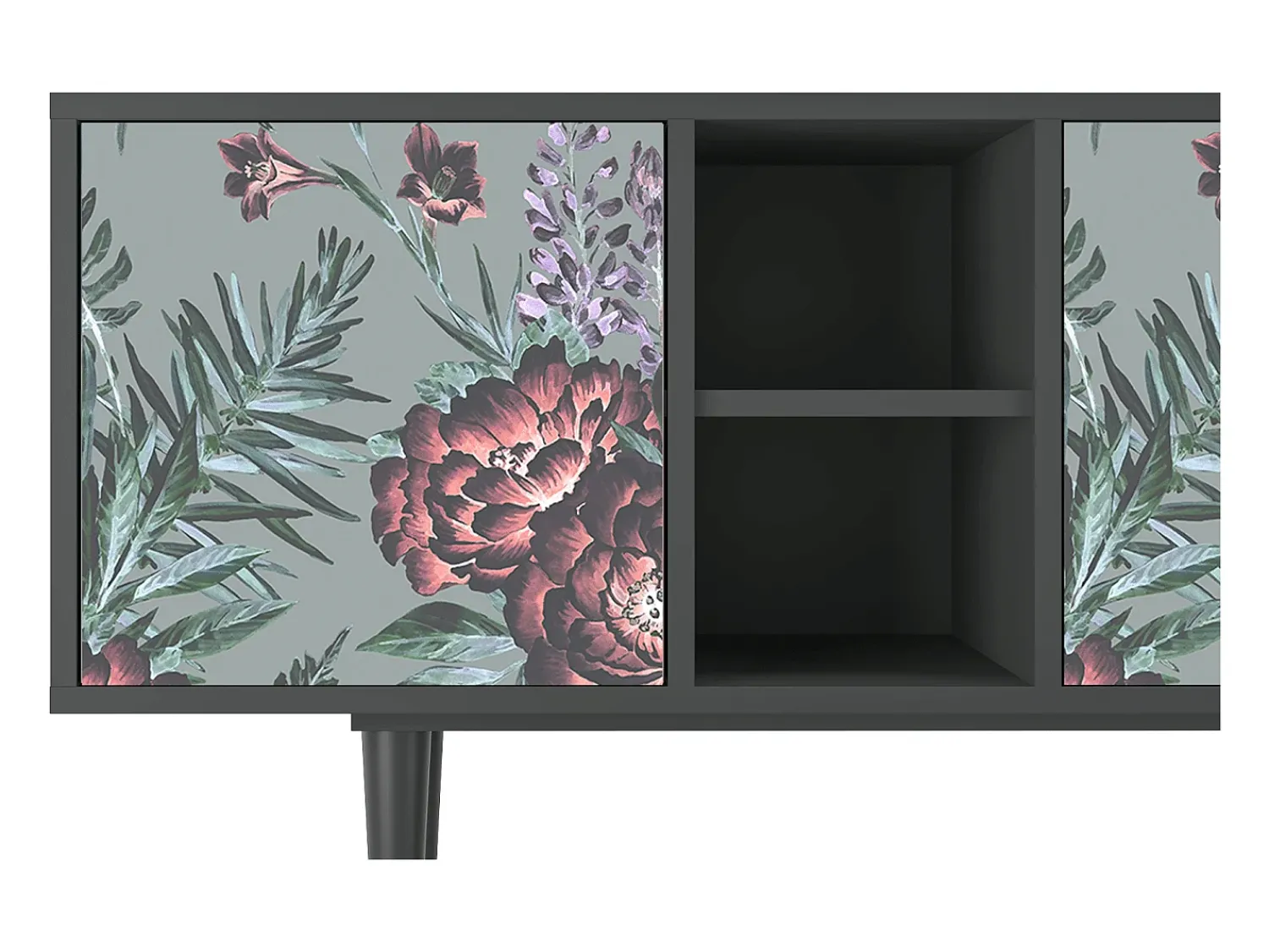 Mueble de TV - 150х69х41 cm - T5 - Light Peonies, Antracite^ Móvel De Tv